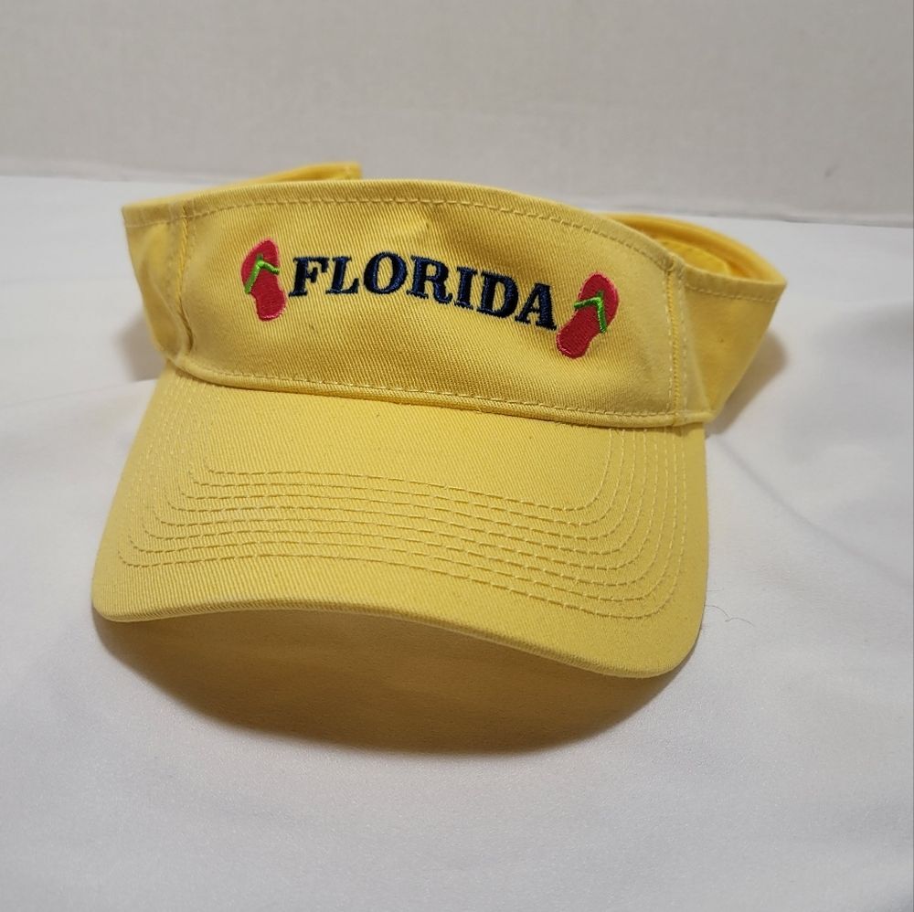 Florida Flip Flops Sun Visor Yellow Adjustable Sports Summer Cotton Men Women